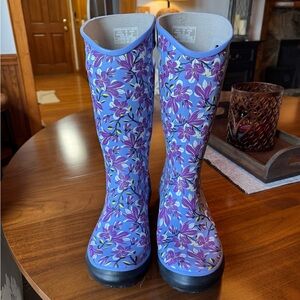 Floral Women's Rain Boots - Purple